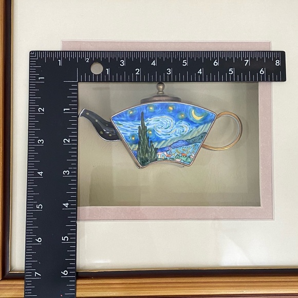 2001 KELVIN CHEN Enamel Lidded Tea Pot Starry Night Vangogh Mini Teapot Framed - Picture 4 of 16